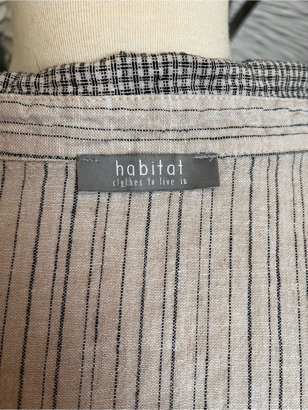 Habitat Cotton/Linen Blend Asymmetrical Patchwork Button-Down Shirt - Picture 8 of 10
